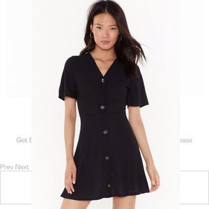 Nasty Gal Ribbed Mini Dress size 2 in black